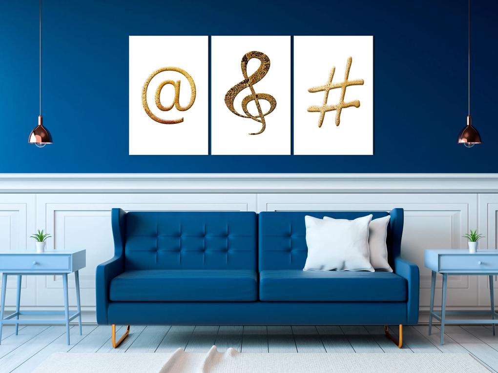 Artgeist Obraz - Golden Signs (3 Parts) Veľkosť: 120x60, Verzia: Premium Print