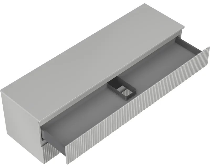 Mexen Rivel, kúpeľňová skrinka 160 cm s pracovnou doskou, 2 zásuvky, drážkovaná, matná sivá, 91A20-16047-2-BFFC62