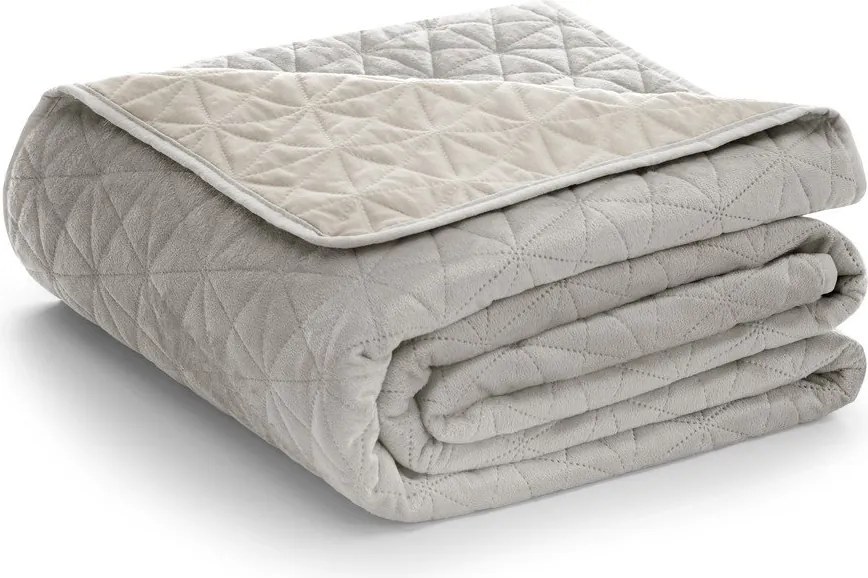 Sivobéžový zamatový prešívaný pléd 170x210 cm Laila – Restilo