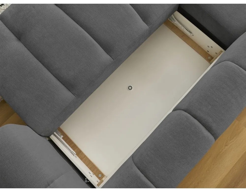 Tmavosivá rozkladacia/s úložným priestorom rohová pohovka (ľavý roh/s leňoškou) Fuji – Bobochic Paris