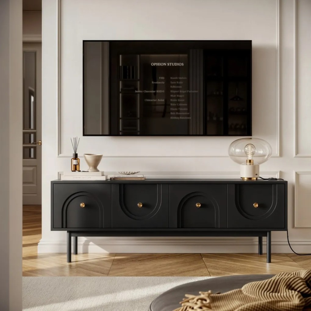 TV STOLÍK THERESE ČIERNY 154 cm