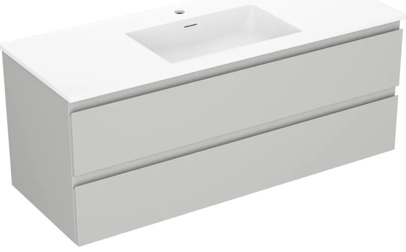 Mexen Orio, kúpeľňová skrinka 120 cm s umývadlom Otis, 2 zásuvky, šedá matná/biela matná, 91A10-12047-2-BFF62-W18M01