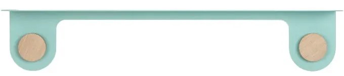 Nástenná zelená polica z ocele s detailom z dubového dreva s 2 háčikmi Gazzda Hook, dĺžka 70 cm