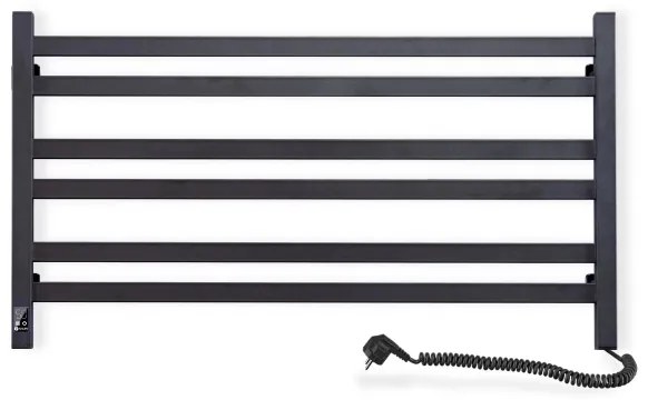 Kúpeľňový rebríkový radiátor s termostatom AVANGARD 316W/230V 50,6cm IP44 čierny pravý