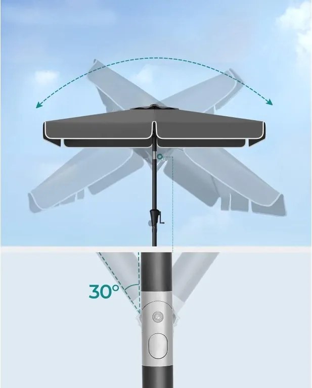 Záhradný slnečník Rocka 200x150 cm sivý