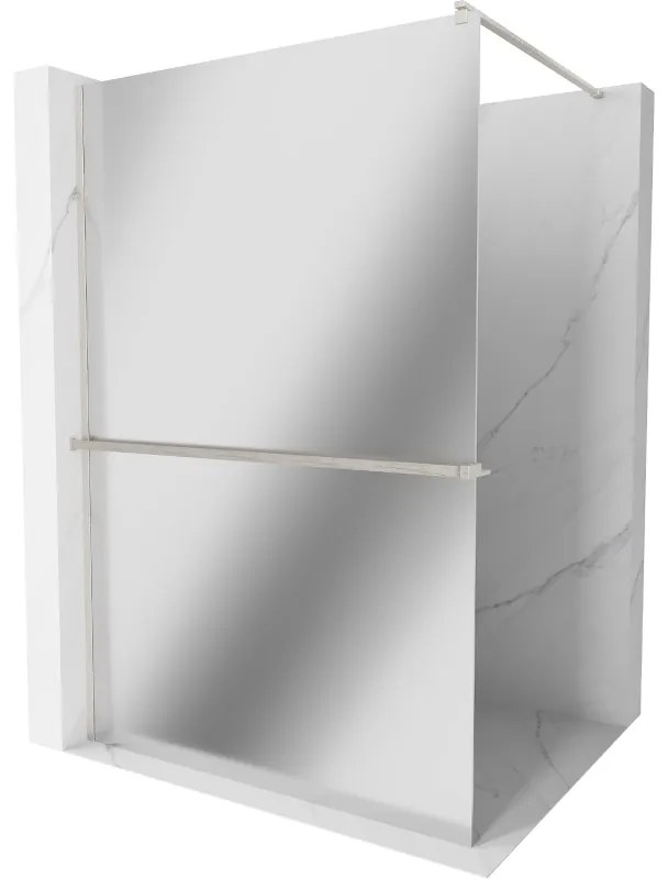Mexen Kioto+, sprchová zástena Walk-In s poličkou a vešiakom 90 x 200 cm, 8mm sklo vzor zrkadlo, brúsená oceľ profil, 800-090-121-97-50