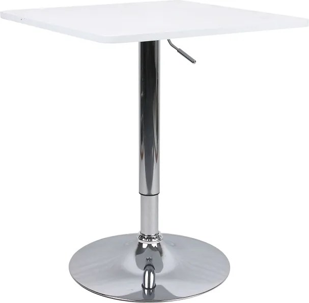 Barový stôl s nastaviteľnou výškou, biela, FLORIAN NEW