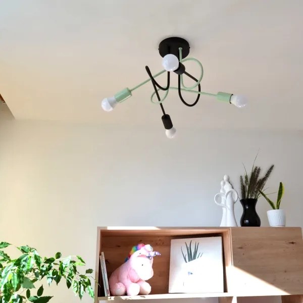 Prisadený luster OXFORD 4xE27/15W/230V čierna/zelená