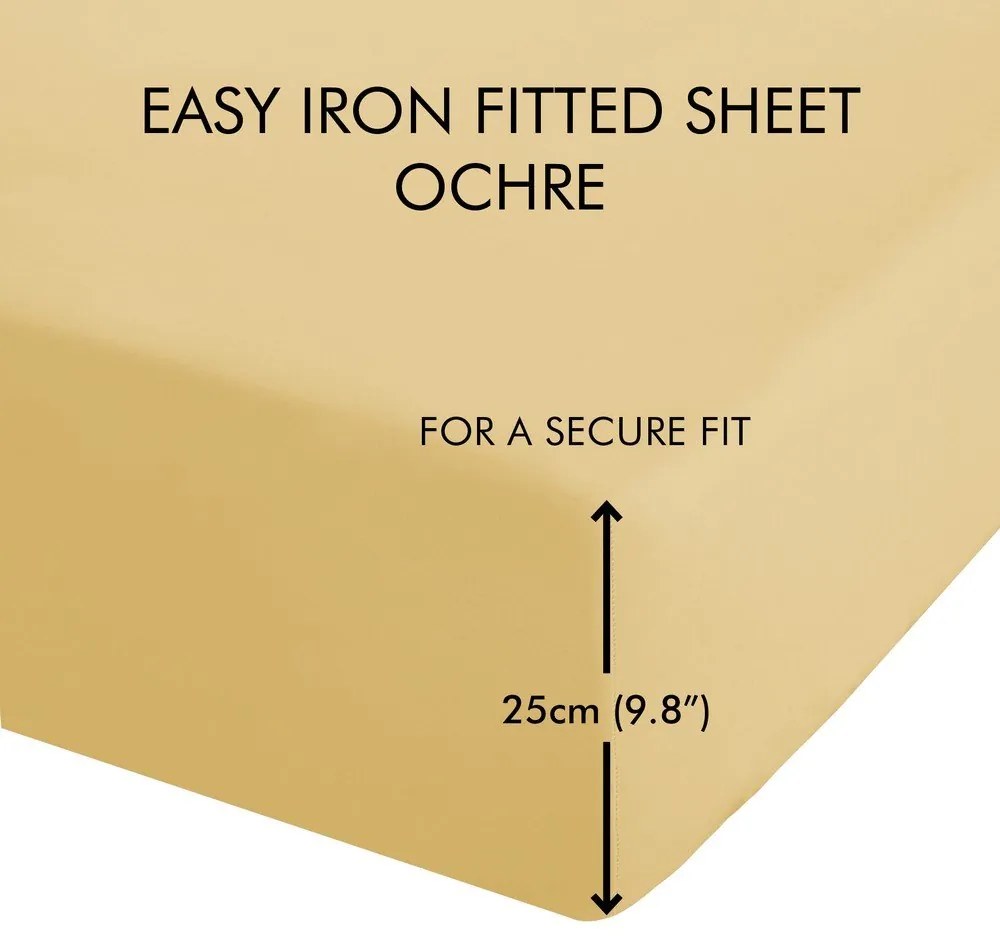 Žltá napínacia perkálová plachta 90x190 cm Easy Iron Percale – Catherine Lansfield