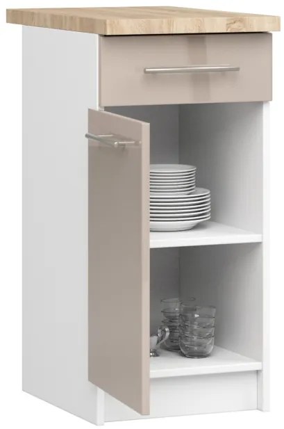 Spodná kuchynská skrinka s doskou OLIWIA S40 SZ1 biela / cappuccino, lesk