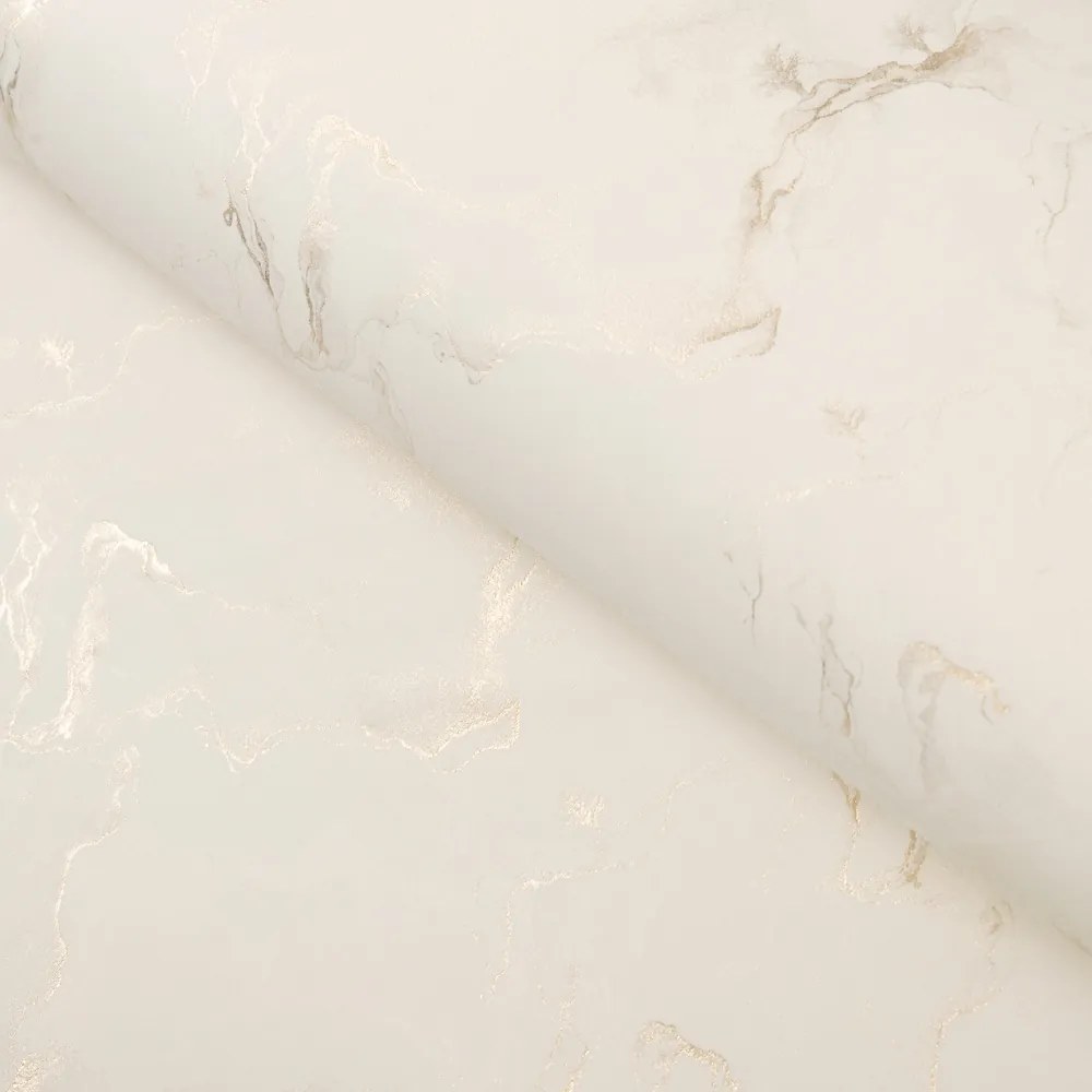 Biante Zamatový štvorcový obrus Isabela IBL-017 Zlatý/dymový mramor na smotanovom 110x110 cm