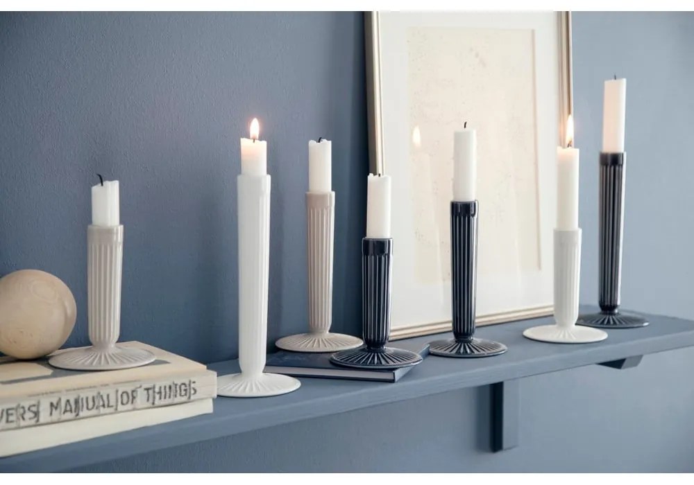 Tmavomodrý kameninový svietnik Kähler Design Hammershoi, výška 16 cm