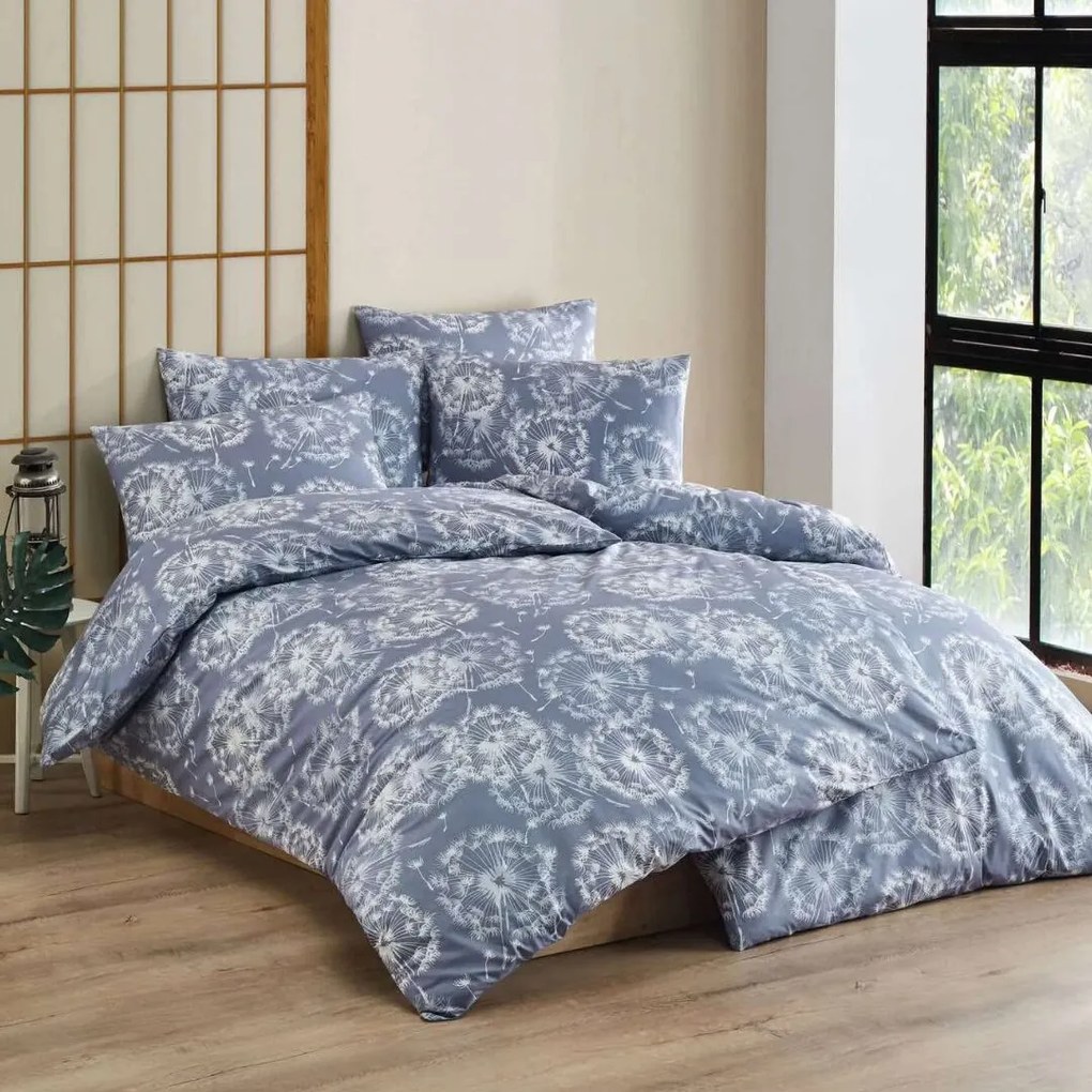 Obliečky bavlnené Atlanta Modrá 200x140cm+90x70cm TiaHome