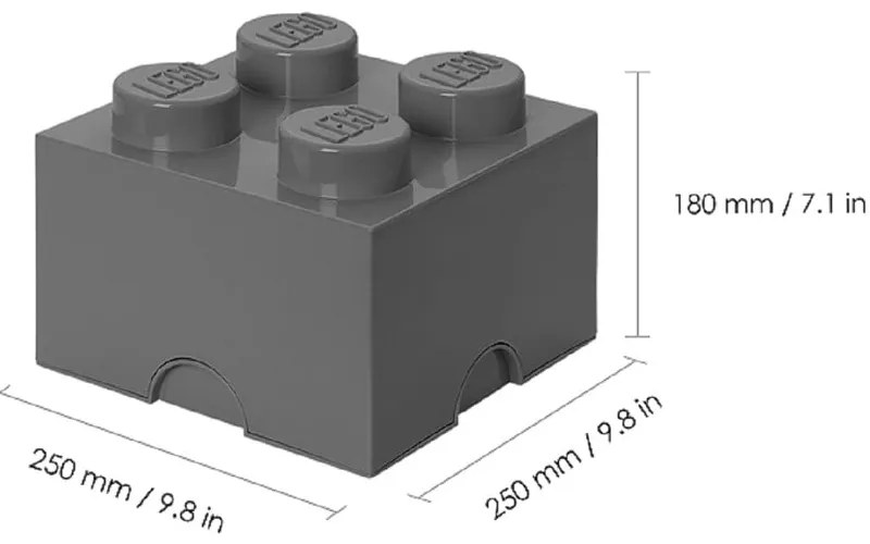 Detský tmavosivý úložný box LEGO® Square