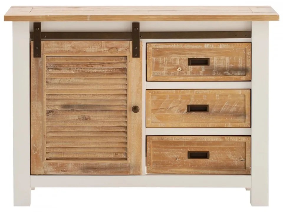 furniture-nabytek.cz - Masívna komoda Capera z borovice a MDF, lakovaná, biela a hnedá – 103×42×80 cm