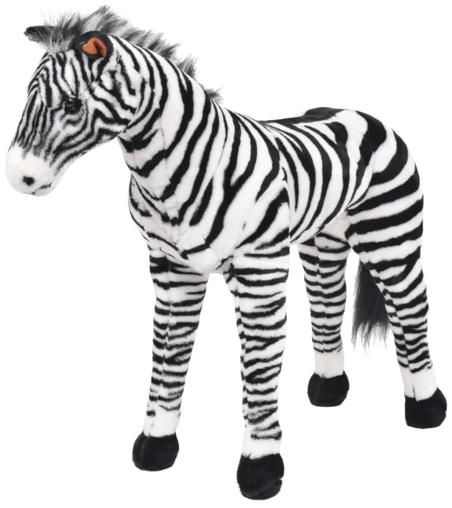 Stojaca plyšová zebra, čierno-biela, XXL