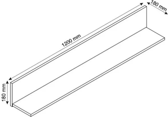 Nástenná polica Carlos, šedý beton, 120 cm