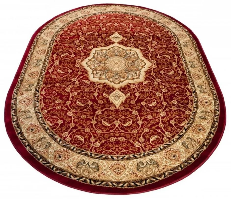 Kusový koberec klasický vzor 2 bordó ovál 70x140cm