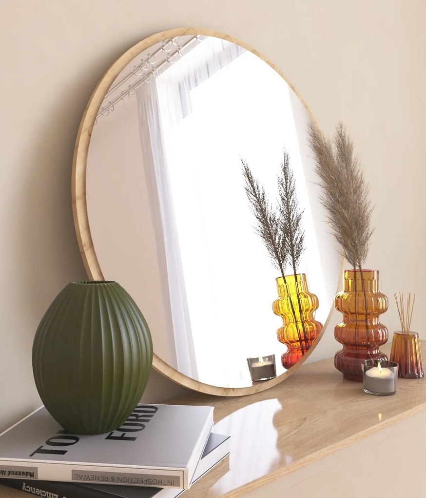 Okrúhle nástenné zrkadlo Ozze 60 cm hnedé