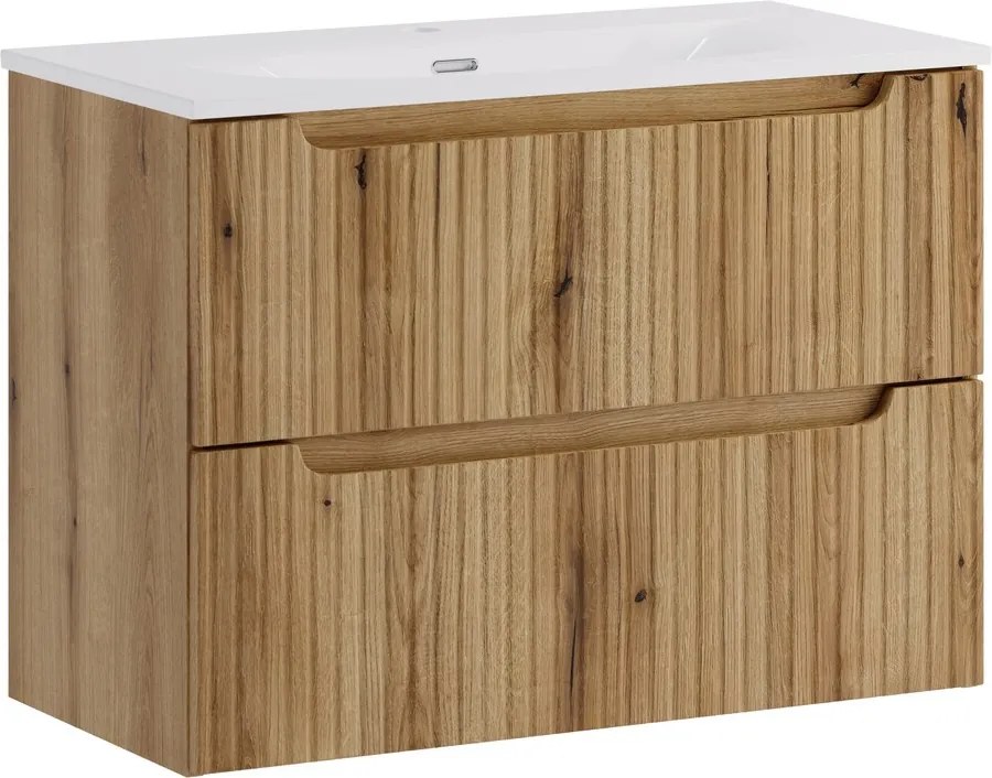 Závěsná skříňka Nova Sky se zápustným umyvadlem Nova 80 cm dub coast evoke