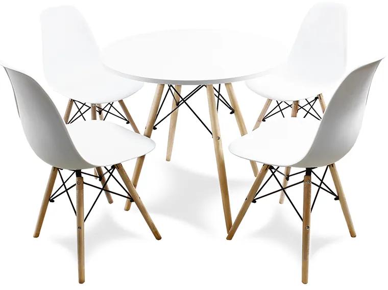 Dekorstudio Sada bielych stoličiek + stôl v škandinávskom štýle