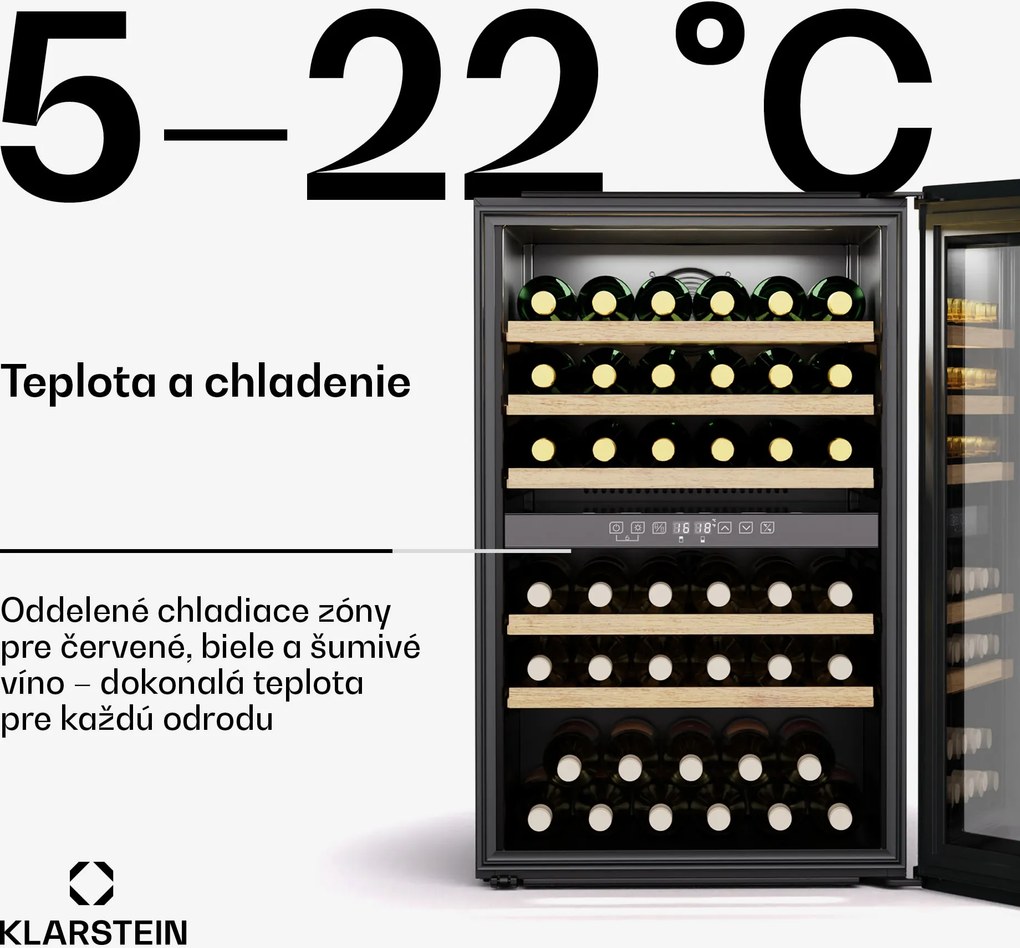 Klarstein Vinsider 57 Duo chladnička na víno, 2 chladiace zóny, 57 fliaš, vstavaný spotrebič