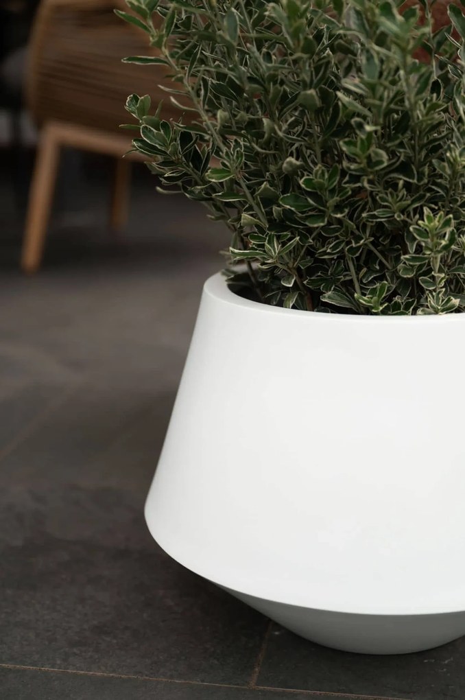 Okrúhly kvetináč BERBELIT, sklolaminát, výška 30 cm, biely