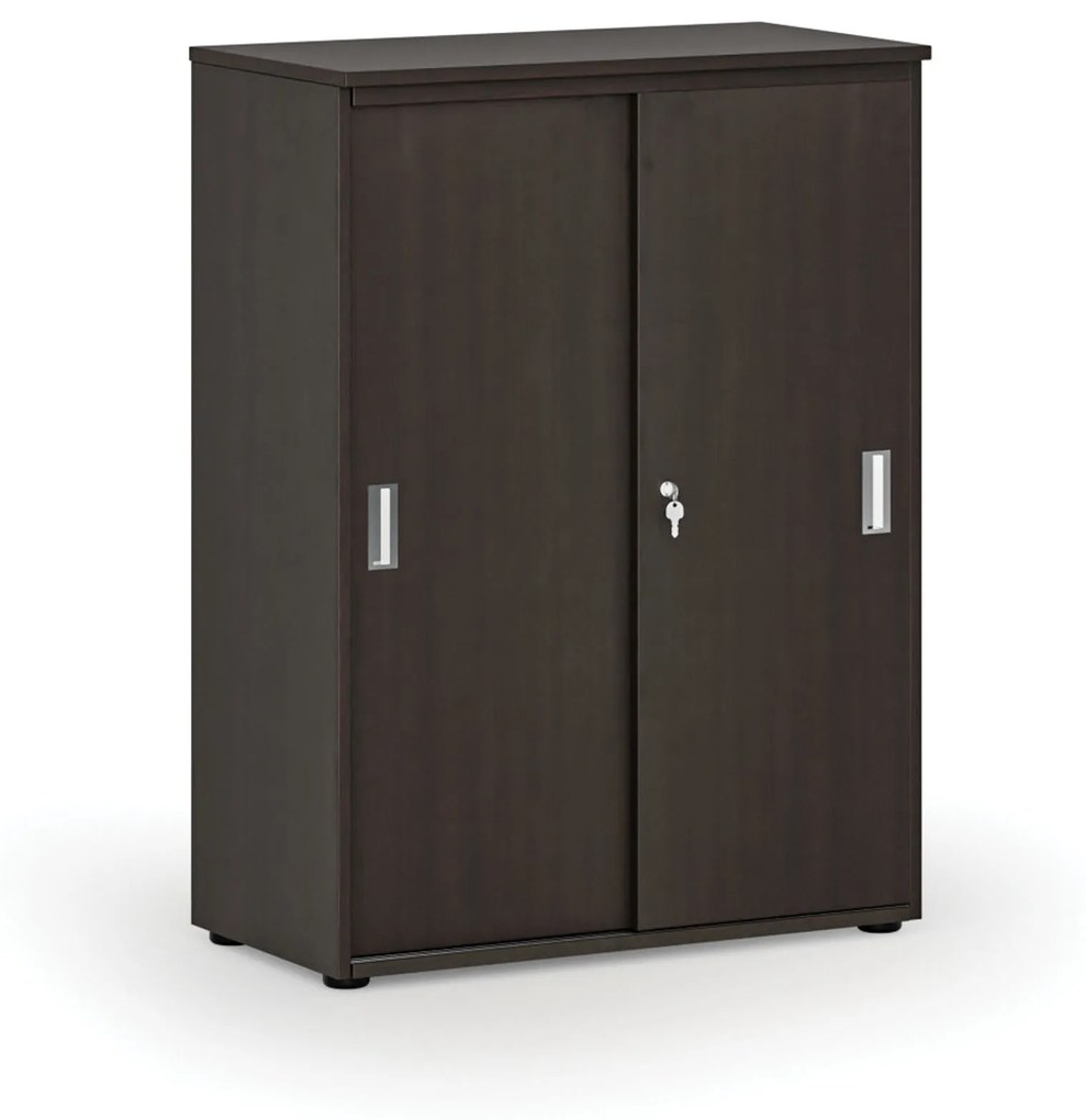Kancelárska skriňa so zasúvacími dverami PRIMO WOOD, 1087 x 800 x 420 mm, wenge