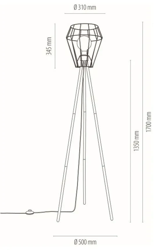 BRITOP Lighting Podlahová lampa ENDORFINA, 1xMax.40W, čierne kovové tienidlo