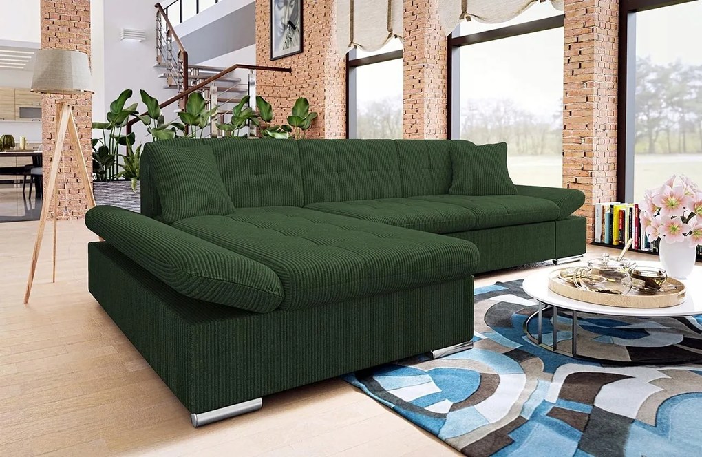 Rohová sedacia súprava Jude (tmavozelená)