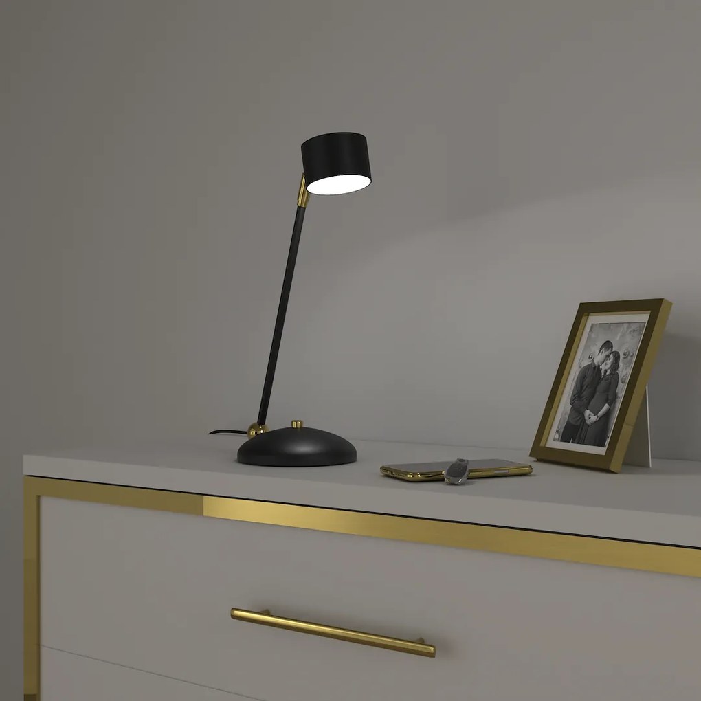 Stolná lampa Arena, 1x čierne kovové tienidlo, b/g