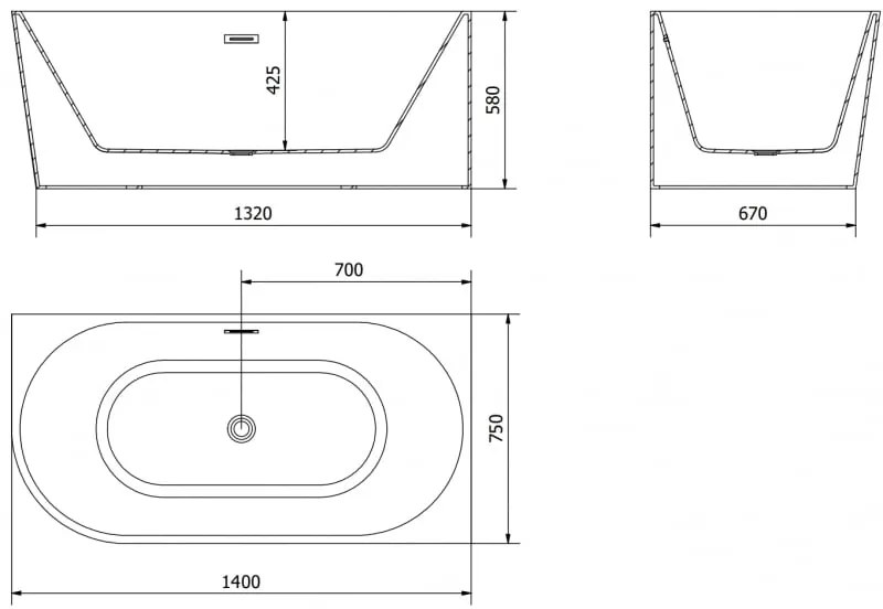 Mexen Mia, voľne stojaca rohová vaňa pravá 140 x 75 cm, biela, zlatý lesklý prepad, 52691407500P-50