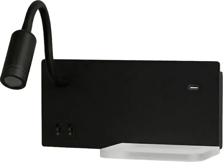 Nástenné LED svietidlo Shelf, 1x LED 4+5+2w, 4000k, b/w, vypínač