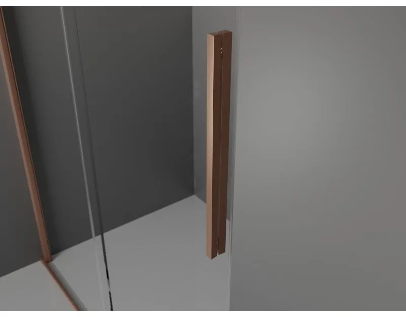 Mexen Velar, sprchový kút s posuvnými dverami 130 x 75 cm, 8mm šedé sklo, medená matná, 871-130-075-41-65