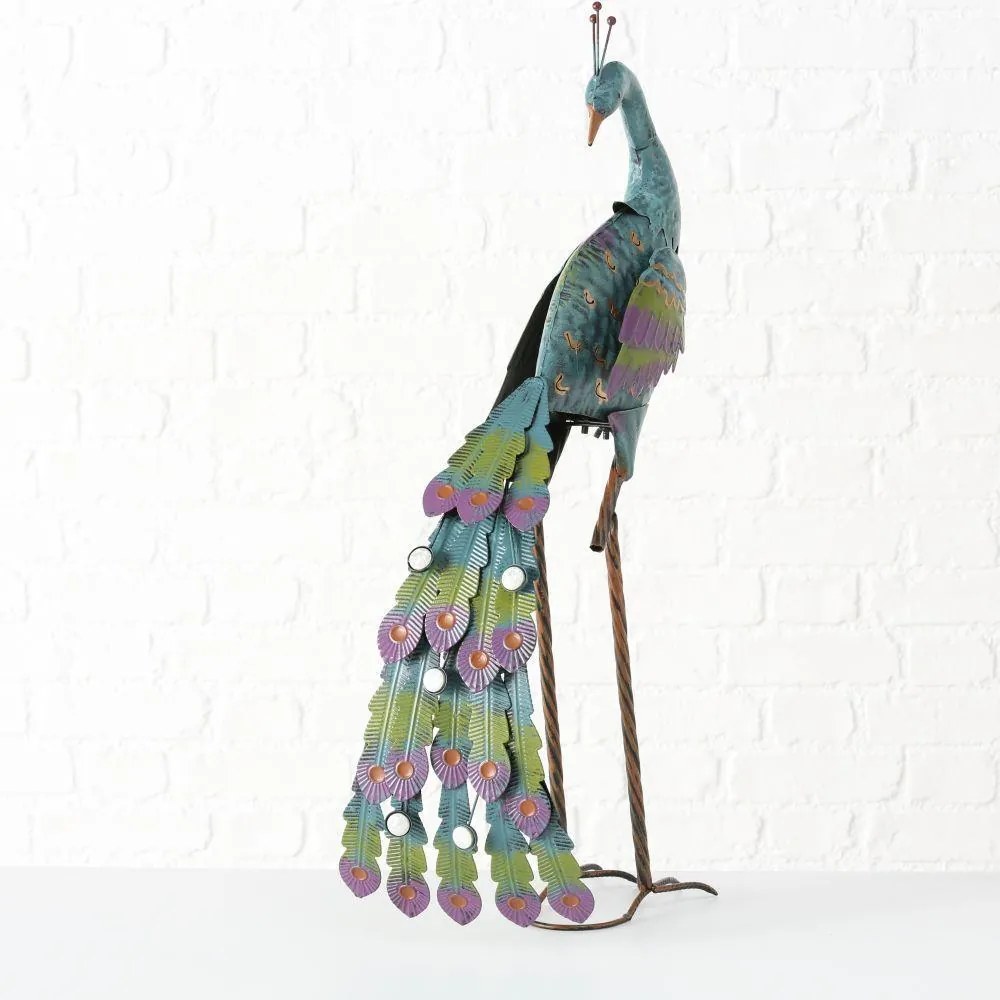 Záhradná kovová figúrka Peafowl, 78 cm, modrá