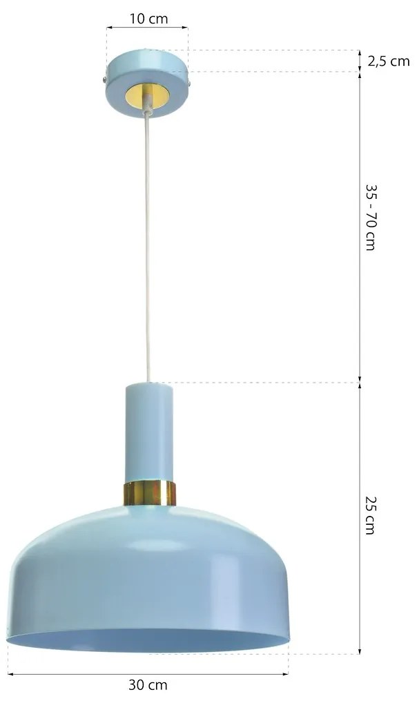 Závesné svietidlo Malmo, 1x modré kovové tienidlo, bl/g