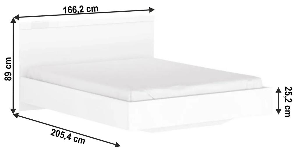 Kondela Manželská posteľ, 160x200, biely lesk, LINDY