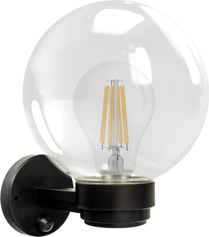 Brilagi - Vonkajšie nástenné svietidlo so senzorom HARBOR 1xE27/40W/230V IP33 čierne/číre