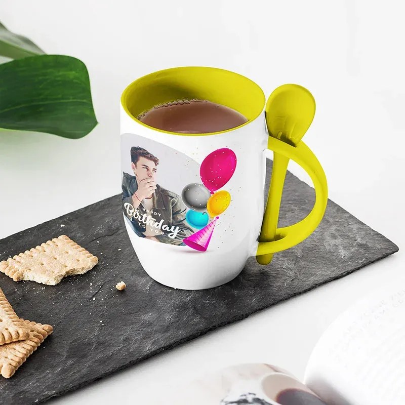 Sablio Barevný Hrnček s lžičkou: 300 ml