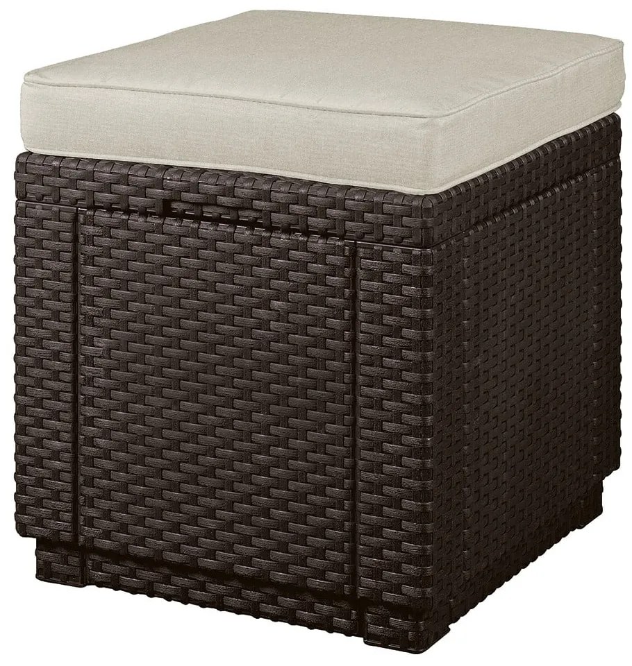 Tmavohnedý záhradný taburet Cube – Keter