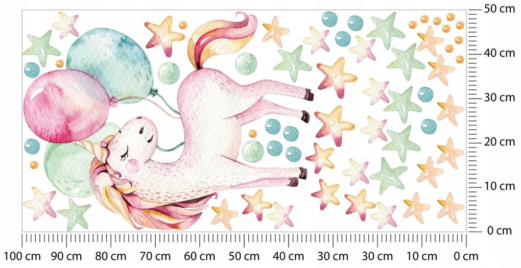 Vulpi Detské samolepky na stenu Pinky Unicorn 100x50 cm
