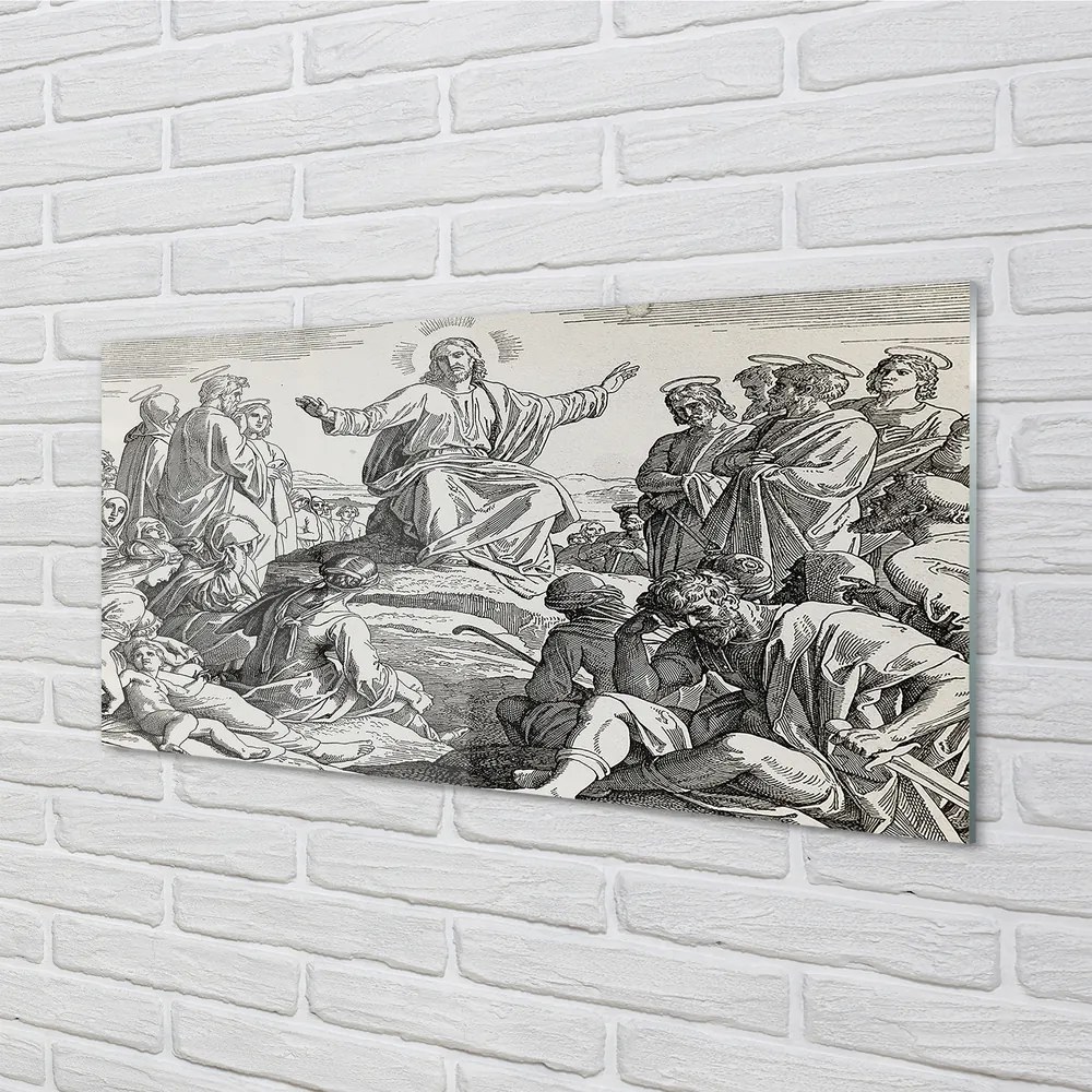 Obraz na akrylátovom skle Ježiš kreslenie ľudia 125x50 cm