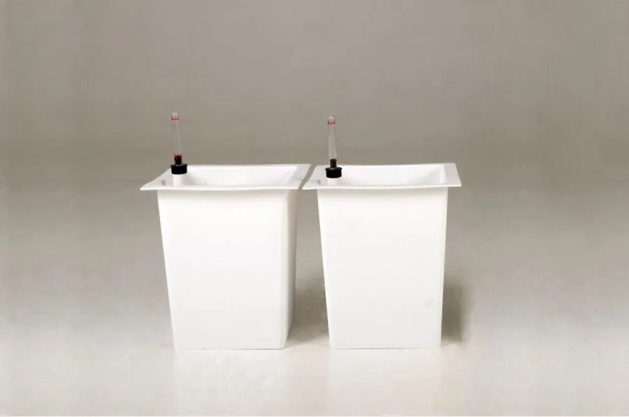2-set hranatých plastových vložiek so samozavlažovacím setom, 32*29*29 cm, biely