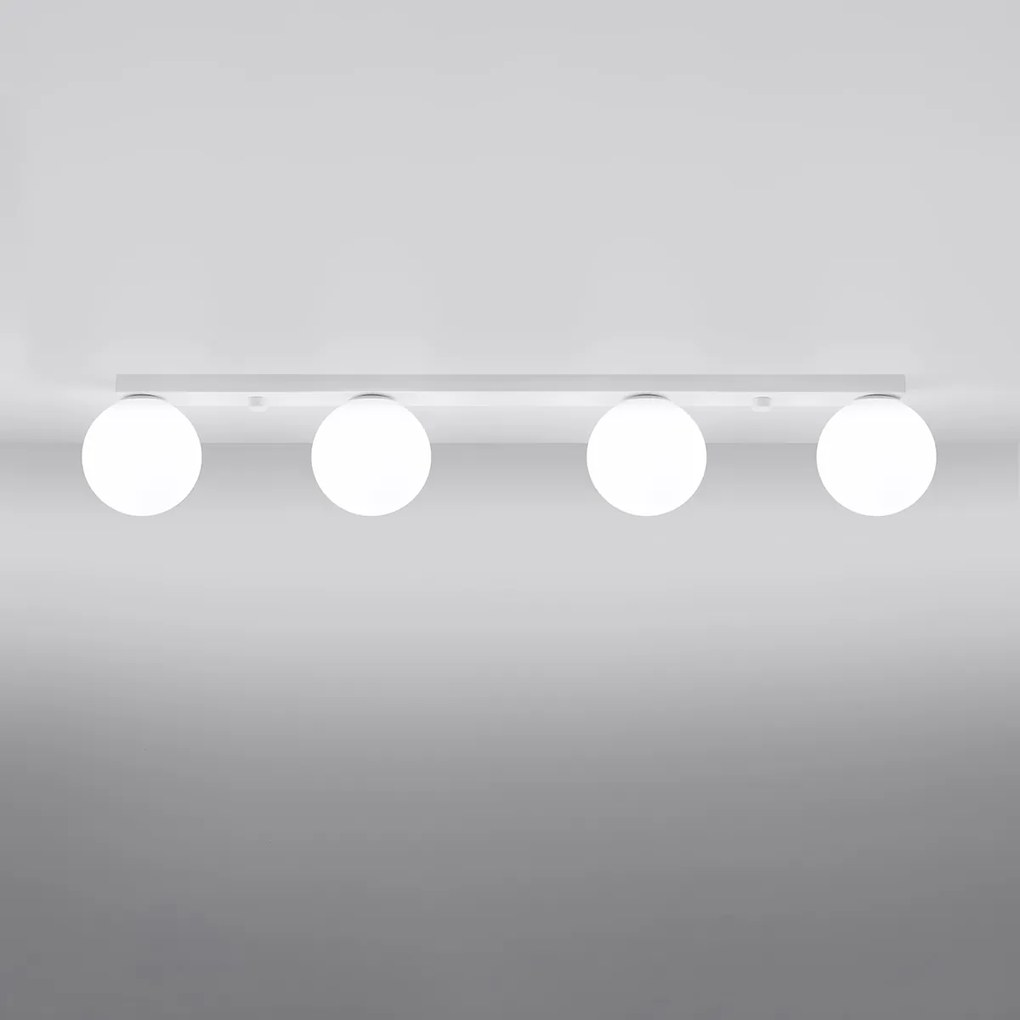 Stropné svietidlo Yoli, 4x biele sklenené tienidlo, w