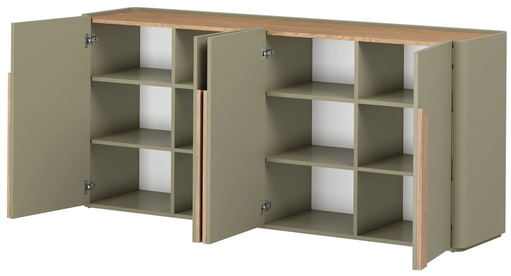 Komoda Amilio 200 cm - eukalyptus / dub baltic dune / dub prírodný