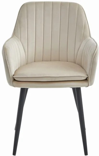 Set dvoch jedálenských stoličiek LUGO zamatové béžové (čierne nohy) 2ks