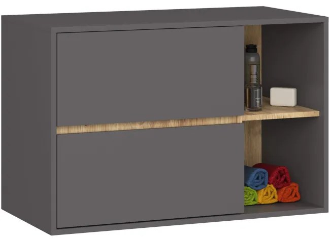 Skrinka pod umývadlo VAMI W90 2SZ sivá / dub craft