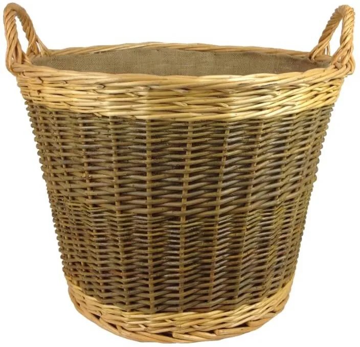 Willow Direct Proutěný koš na dřevo kulatý dvoubarevný - juta - pr.50 cm