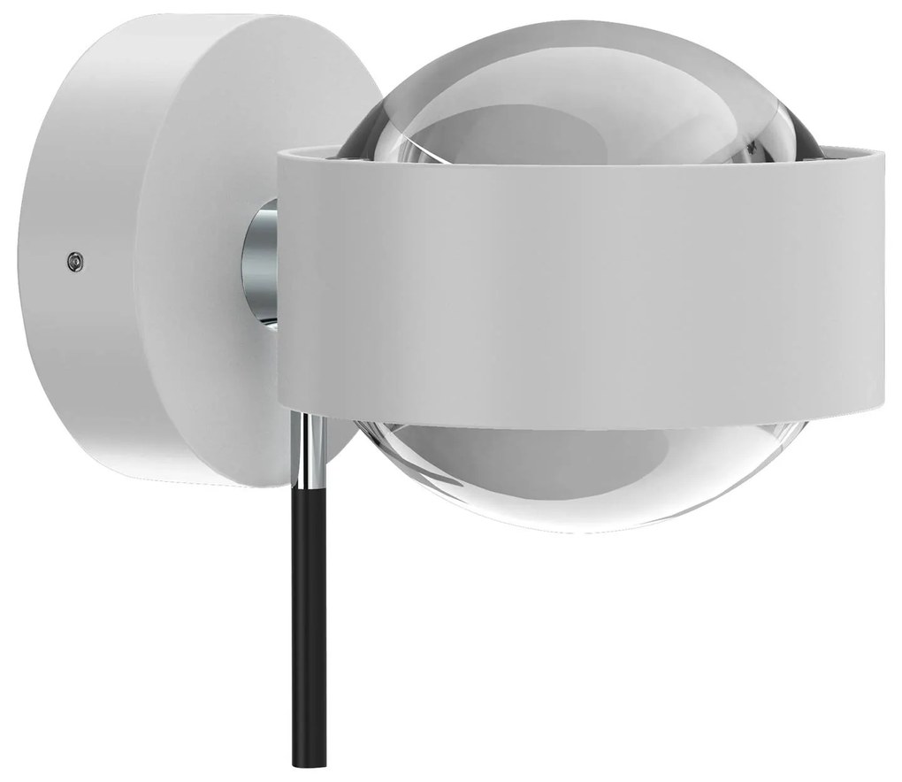 Puk Mini Wall+ LED, šošovky číre biela matná/chróm