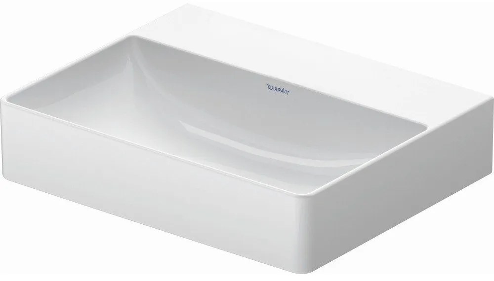 DURAVIT DuraSquare umývadlo do nábytku Compact, bez otvoru, bez prepadu, spodná strana brúsená, 500 x 400 mm, biela, s povrchom WonderGliss, 23565000791